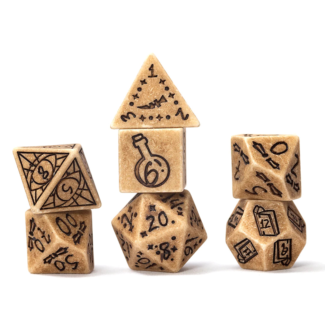 Sirius 7ct Polyhedral Dice: Illusory Stone Sandstone Dice Sirius Dice   