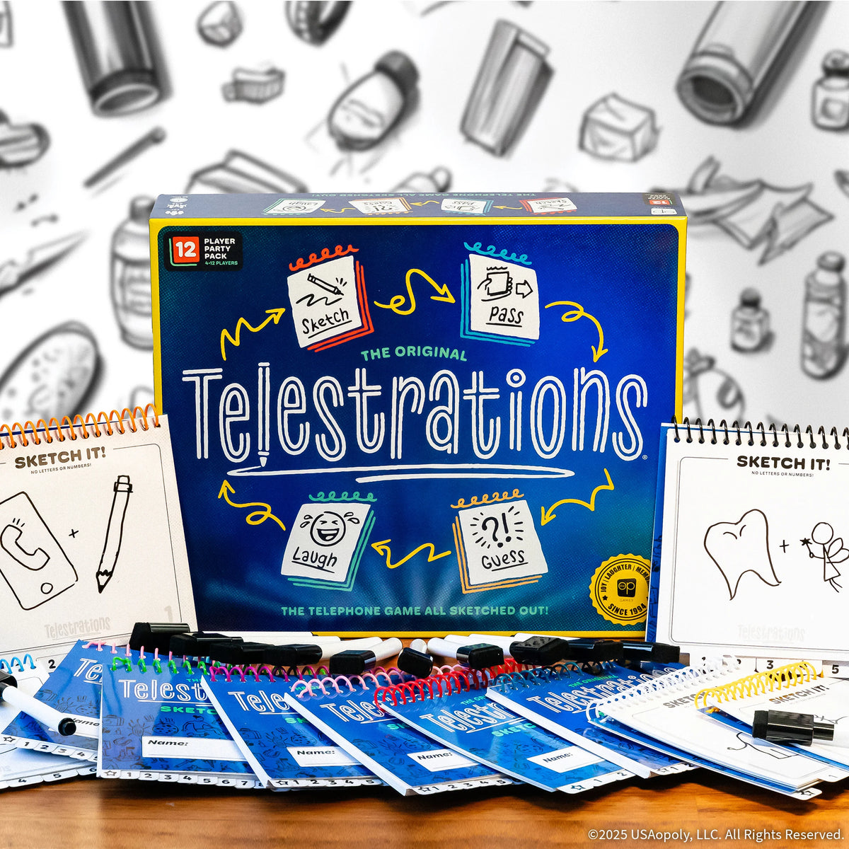 Telestrations® 12 Player (2nd Edition) Board Games USAopoly