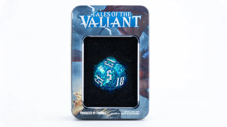 35mm Single d20: Tales of the Valiant Light Blue/Silver Dice FanRoll by Metallic Dice Games
