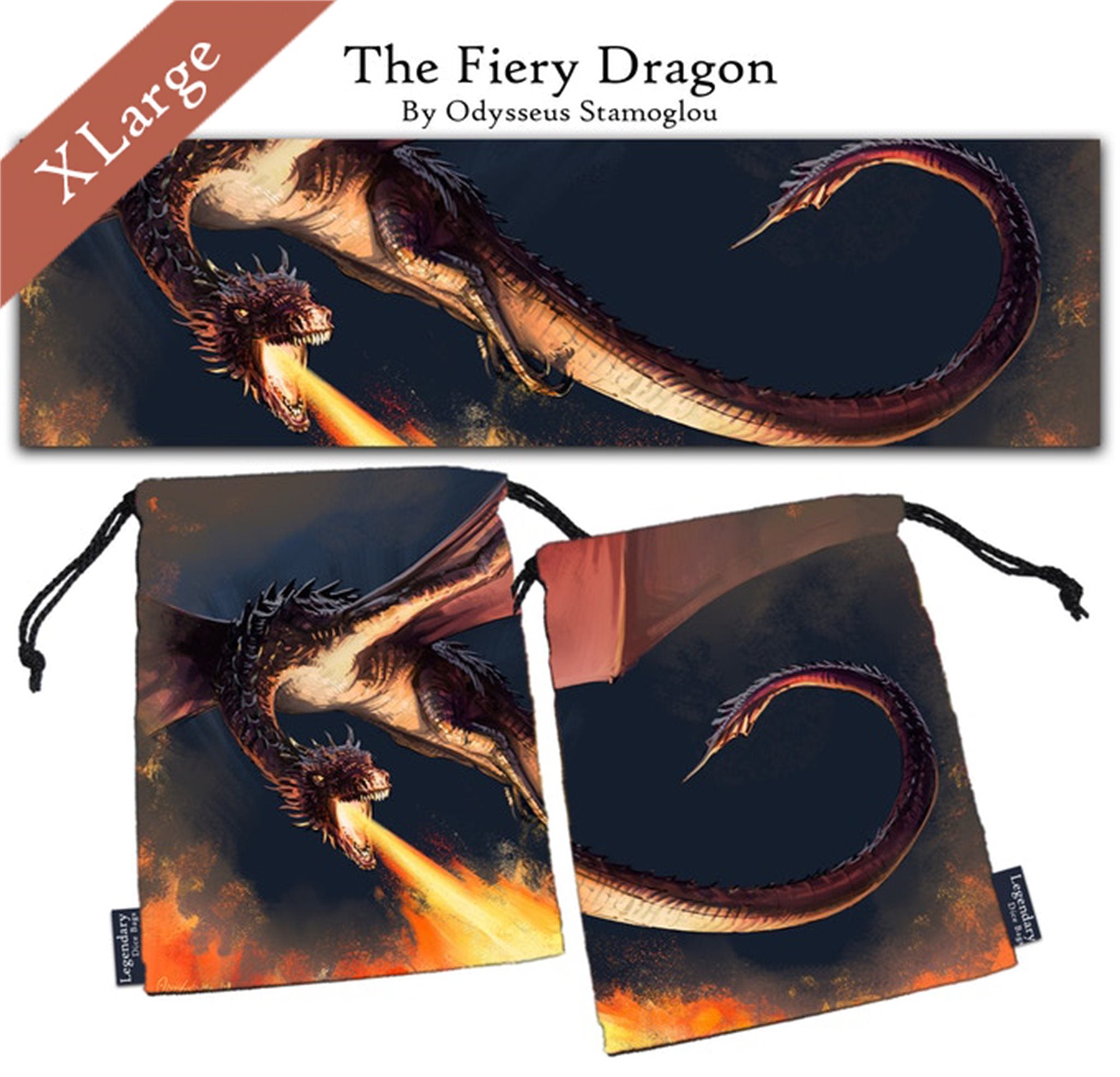 Legendary Dice Bag: The Fiery Dragon XL Supplies Drawlab Entertainment