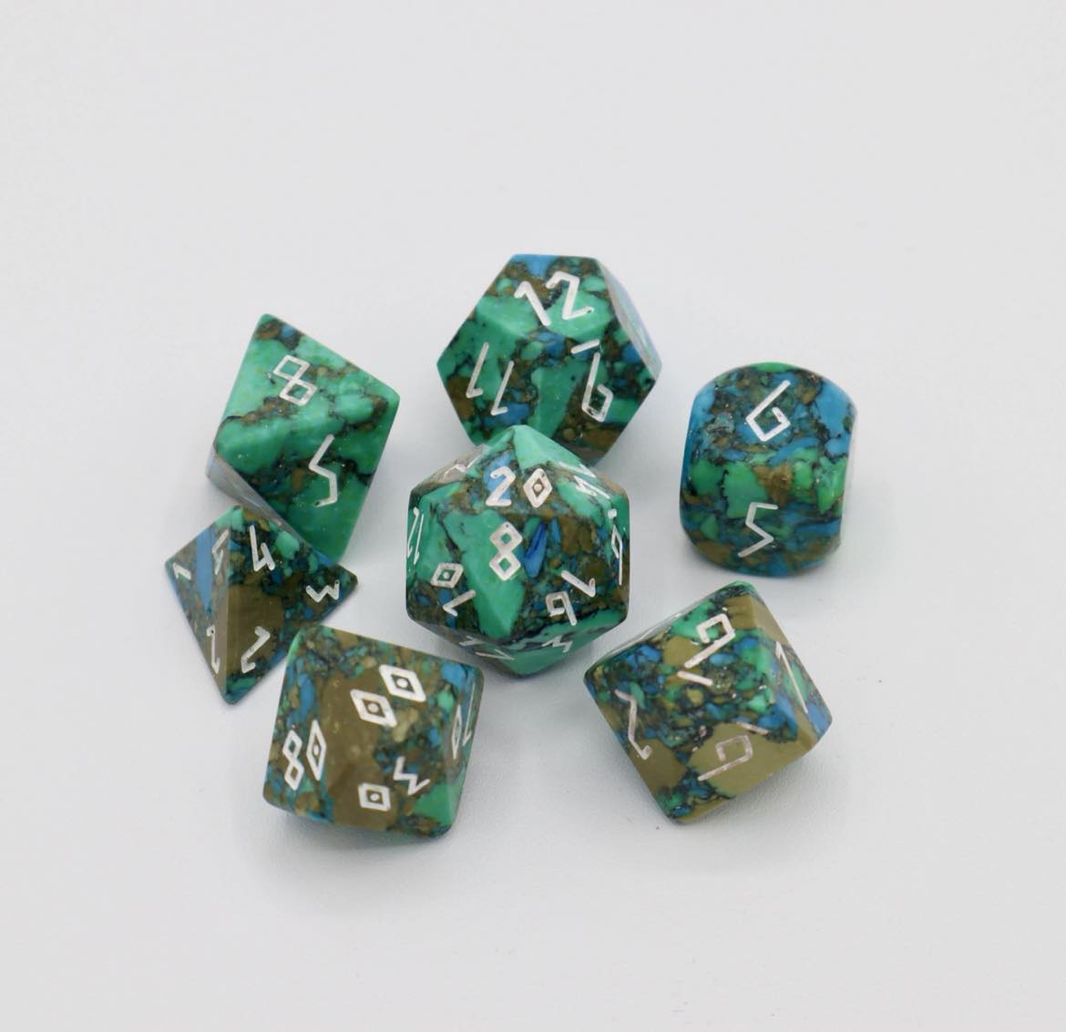 Tri Color Turquoise TruStone 7c Dice Norse Foundry