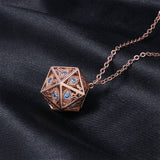 Dragon's Eye D20 Necklace - Rose Gold w/Blue Gems Dice Hymgho Premium Dice