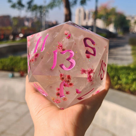 Captured Magic 100mm Chonk D20 - Sakura Cherry Blossom Dice Hymgho Premium Dice