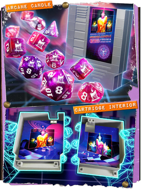 1UP Dice Polyhedral Set: Arcane Candle Dice Infinite Black