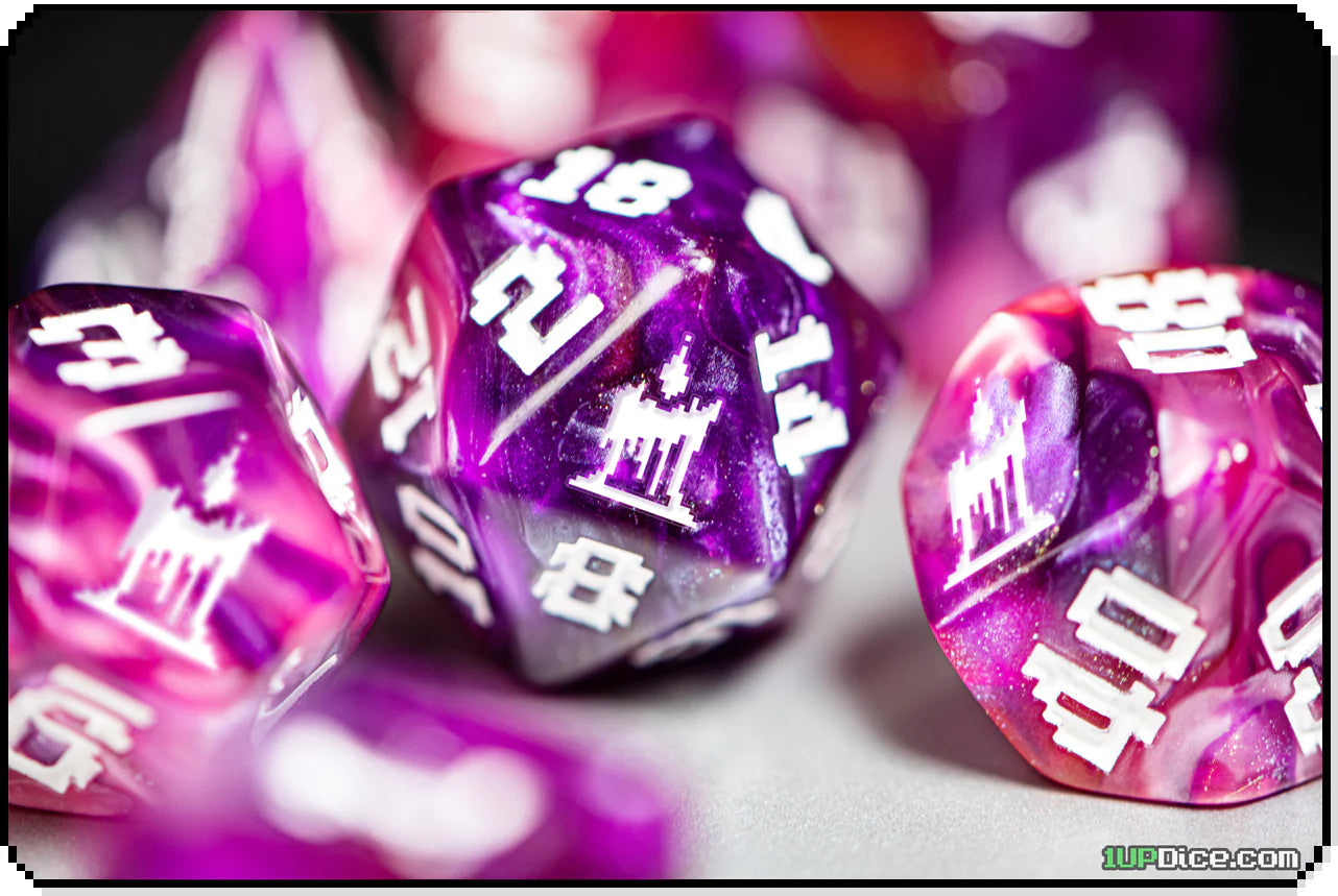 1UP Dice Polyhedral Set: Arcane Candle Dice Infinite Black