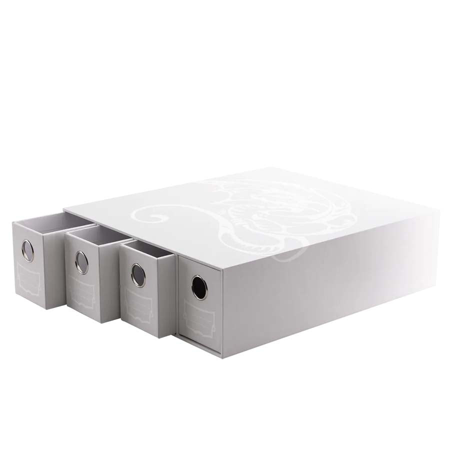 DRAGON SHIELD: FORTRESS CARD DRAWERS STORAGE: HORIZONTAL 4: WHITE Supplies Arcane Tinmen DSH WHT Horizontal 4