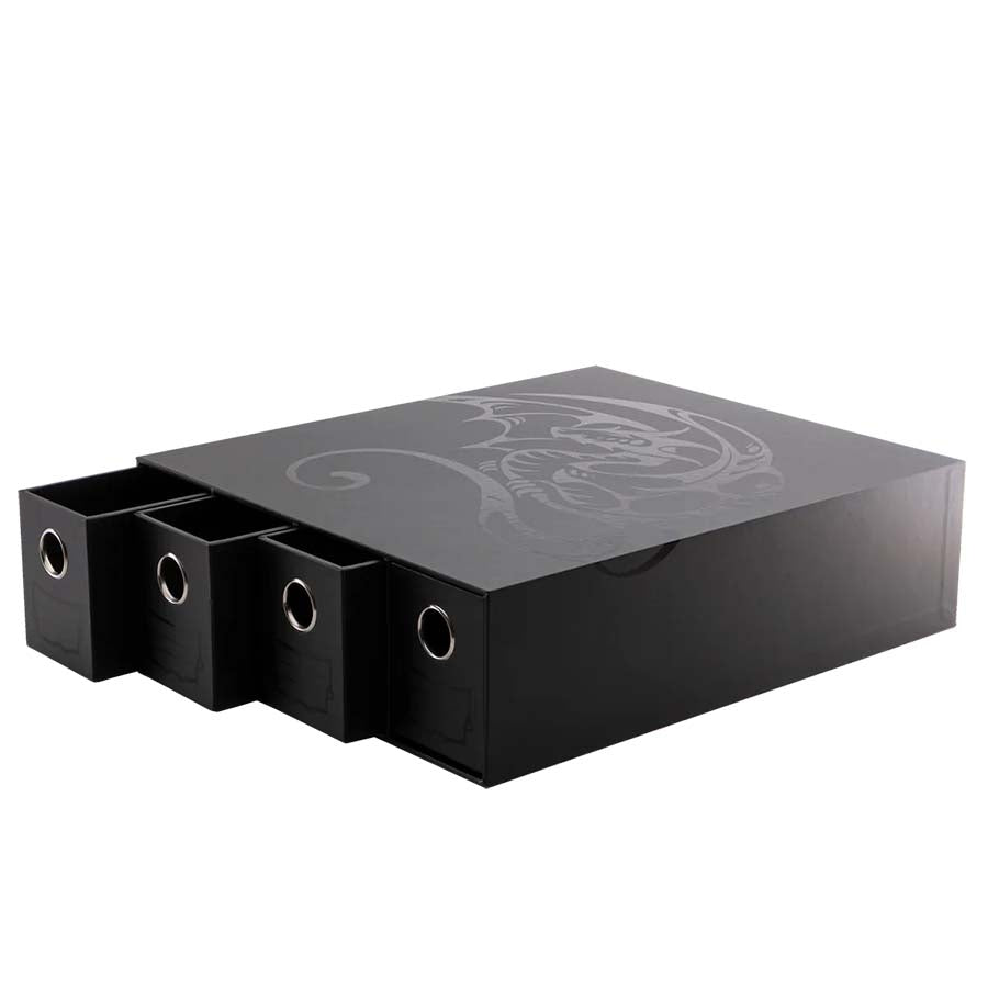 DRAGON SHIELD: FORTRESS CARD DRAWERS STORAGE: HORIZONTAL 4: BLACK Supplies Arcane Tinmen DSH BLK Horizontal 4