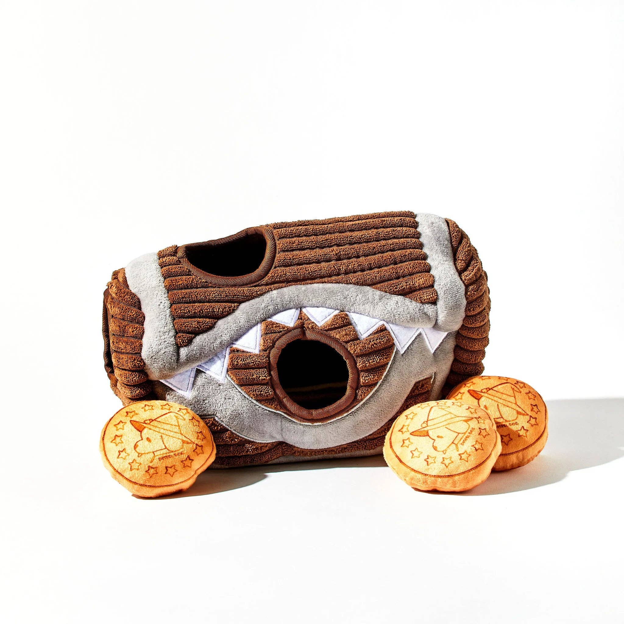Mimic Chest Playhouse Plush Dog Toy with Coin Squeaker Toys Plushes Dispel Dice   