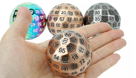 Metal 100 Sided Dungeons and Dragons Die (D100) Dice FanRoll by Metallic Dice Games   