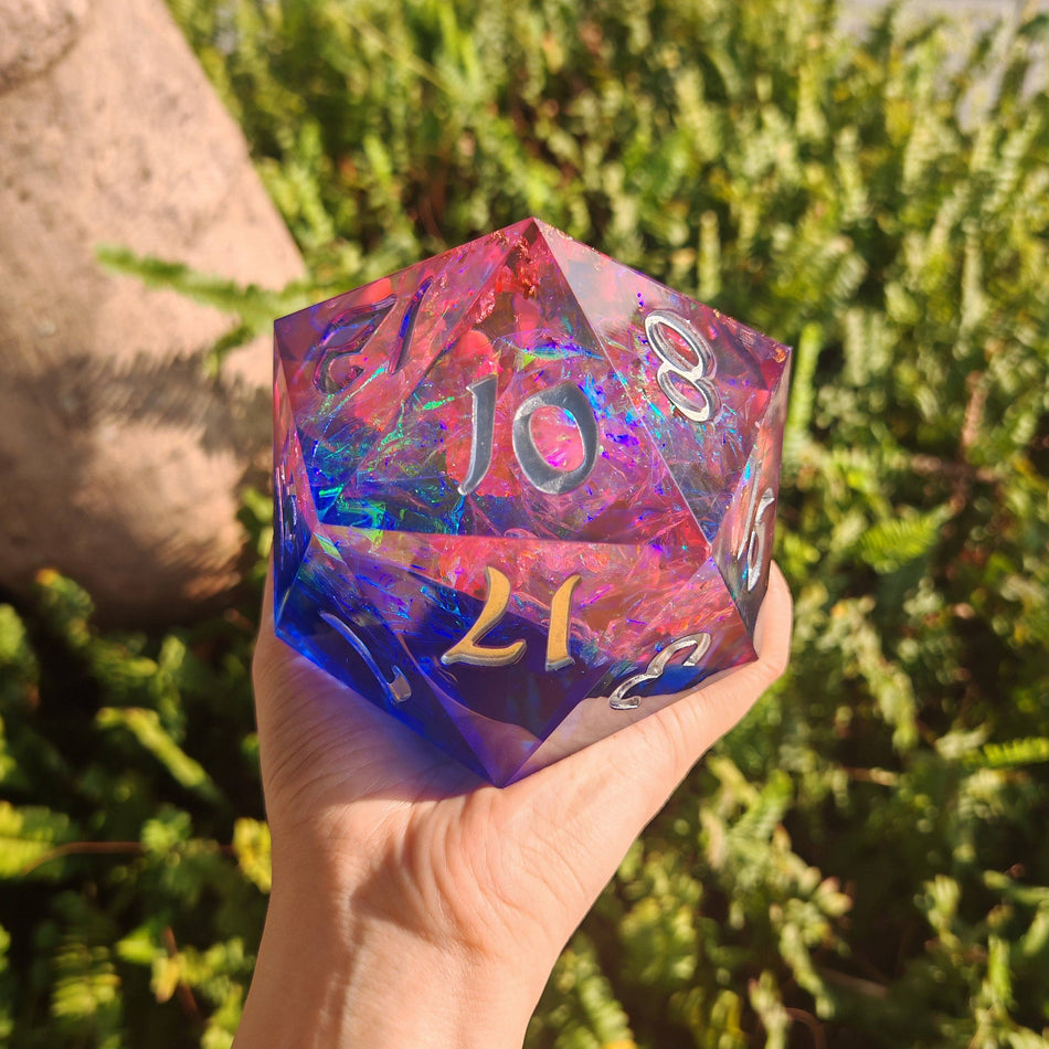 Captured Magic 100mm Chonk D20 - Gilded Storm Dice Hymgho Premium Dice