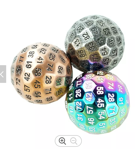 Metal 100 Sided Dungeons and Dragons Die (D100) Dice FanRoll by Metallic Dice Games   