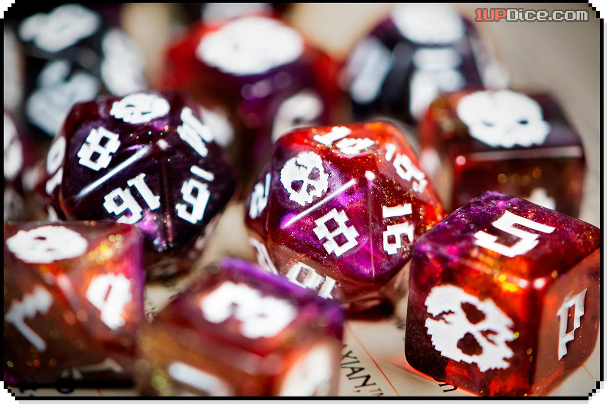 1UP Dice Polyhedral Set: Cackling Skull Dice Infinite Black