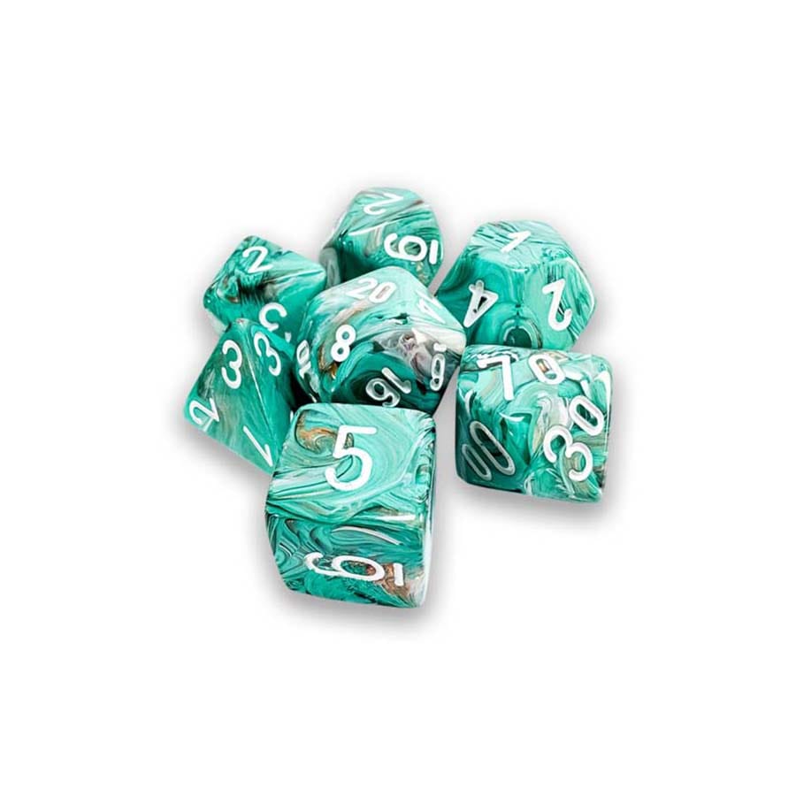 7ct Mega-Hedral Marble Oxi-Copper with White Dice Chessex CHX 7ct Oxi-Cop