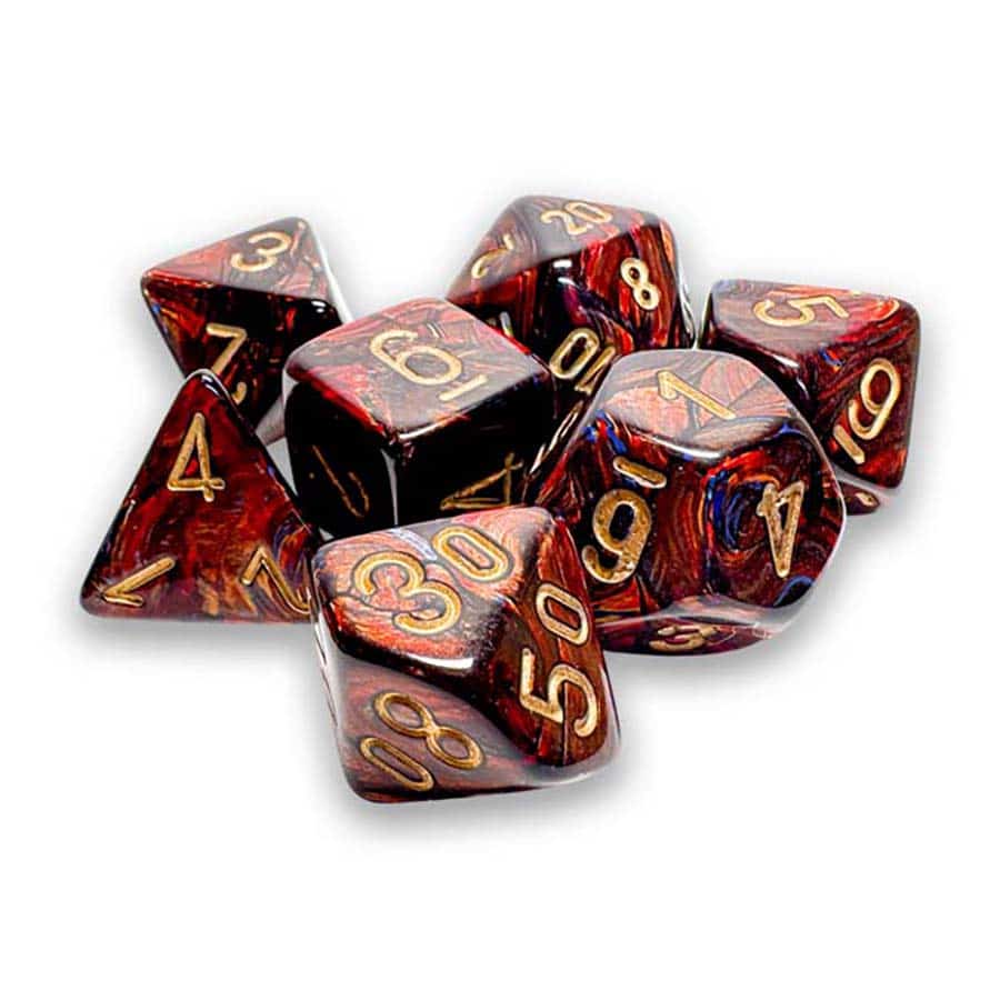 7ct Mega-Hedral Scarab Blue Blood with Gold Dice Chessex CHX 7ct ScarBluBloo
