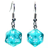 Chessex Mini d20 Earrings (24 options) Clothing & Accessories Chessex Hook Translucent Teal 