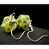Chessex Mini d20 Earrings (24 options) Clothing & Accessories Chessex Hook Marble Green 