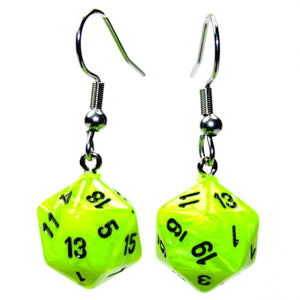 Chessex Mini d20 Earrings (24 options) Clothing & Accessories Chessex Hook Vortex Bright Green 