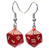 Chessex Mini d20 Earrings (24 options) Clothing & Accessories Chessex Hook Glitter Ruby 