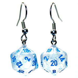 Chessex Mini d20 Earrings (24 options) Clothing & Accessories Chessex Hook Borealis Icicle 