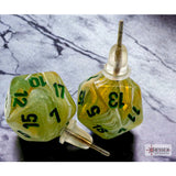 Chessex Mini d20 Earrings (24 options) Clothing & Accessories Chessex Stud Marble Green 