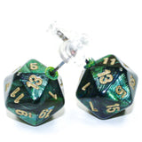 Chessex Mini d20 Earrings (24 options) Clothing & Accessories Chessex Stud Scarab Jade 