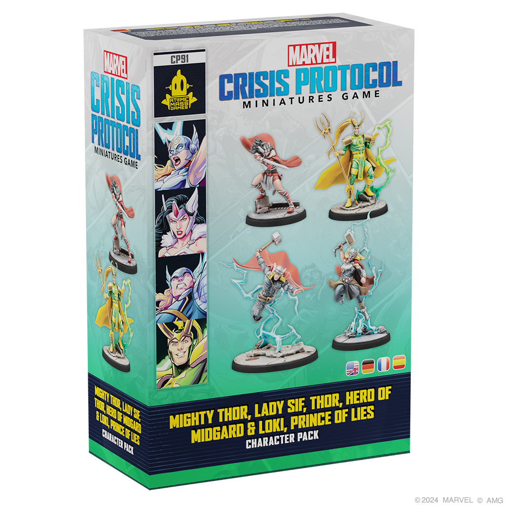 Marvel Crisis Protocol: Mighty Thor, Lady Sif, Thor, Hero of Midgard & Loki, Prince of Lies Miniatures Atomic Mass Games   