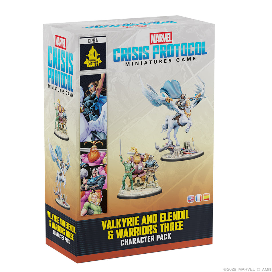 Marvel: Crisis Protocol – Valkyrie on Elendil & Warriors Three Miniatures Atomic Mass Games MCP Val Ele W3