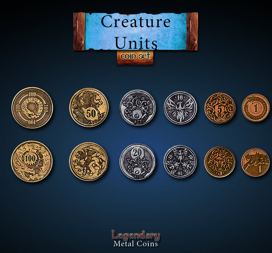 Legendary Metal Coins - Creature Units (6 options) Supplies Drawlab Entertainment