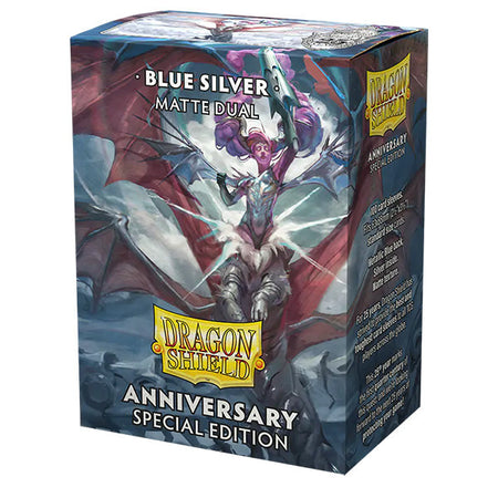 Dragon Shield 100ct Matte Dual Sleeves: Cobalt & Silver (Blue Silver) Supplies Arcane Tinmen