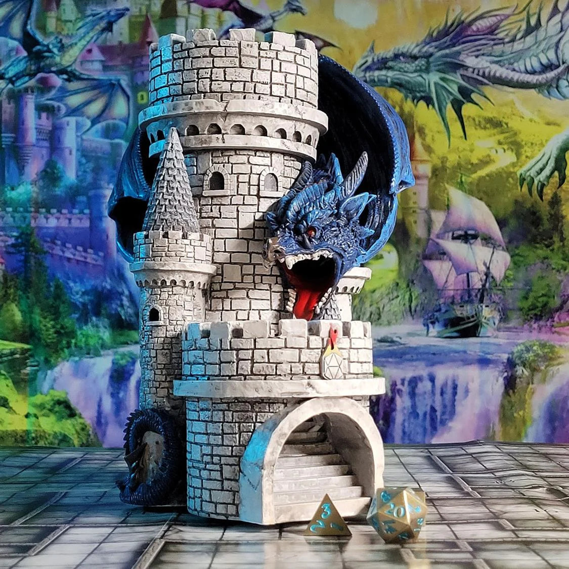 Dragon's Keep Dice Tower (4 options) Dice Forged Dice Co Blue Dragon's Keep  