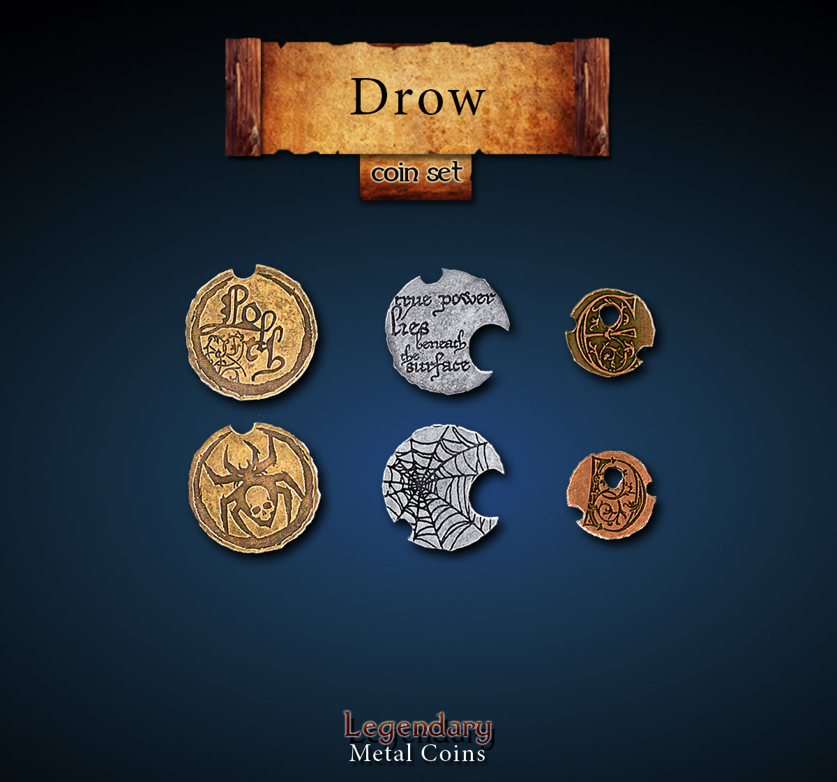 Legendary Metal Coins - Drow (3 options) Supplies Drawlab Entertainment