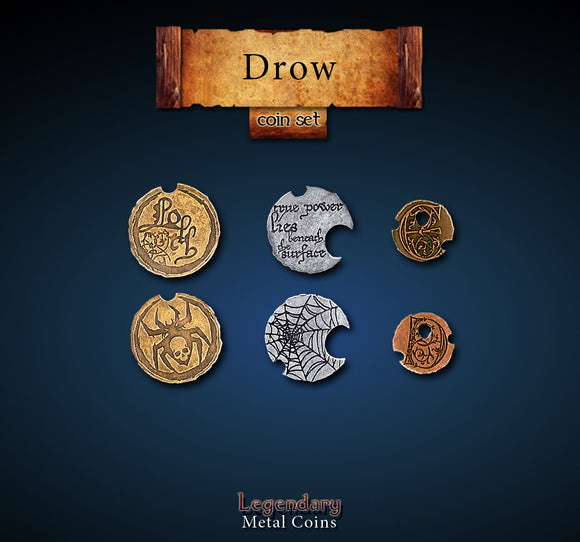 Legendary Metal Coins - Drow (3 options) Supplies Drawlab Entertainment