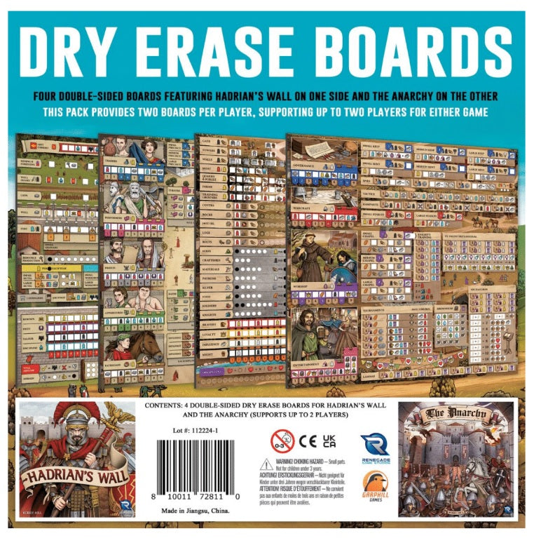 Hadrian's Wall and The Anarchy Dry Erase Boards Board Games Renegade Game Studios Hadrian Dry Erase