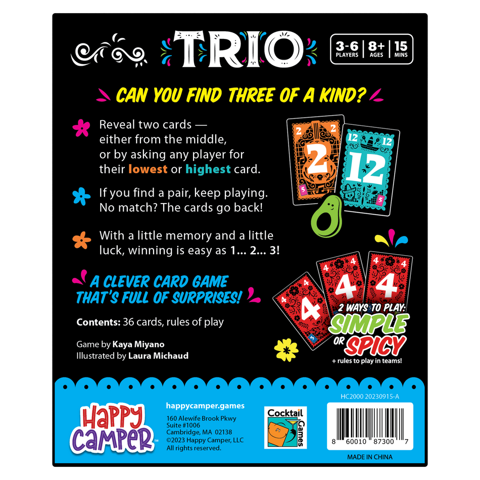 Trio Card Games Happy Camper