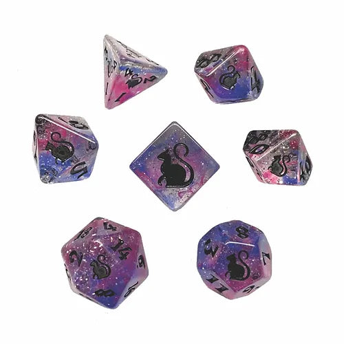 Kitty Clacks 7ct Polyhedral Dice Set Ripley Dice Black Oak Workshop