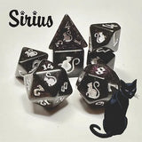 Kitty Clacks 7ct Polyhedral Dice Set Sirius Dice Black Oak Workshop
