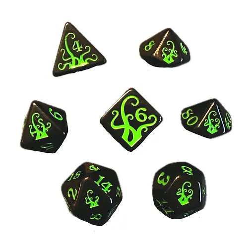 Black Oak Workshop Tentacles Ichor & Slime 7ct Polyhedral Dice Set Dice Black Oak Workshop   