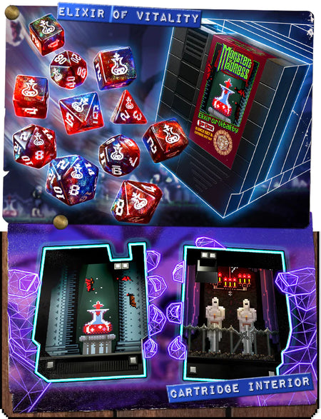 1UP Dice Polyhedral Set: Elixir of Vitality Dice Infinite Black