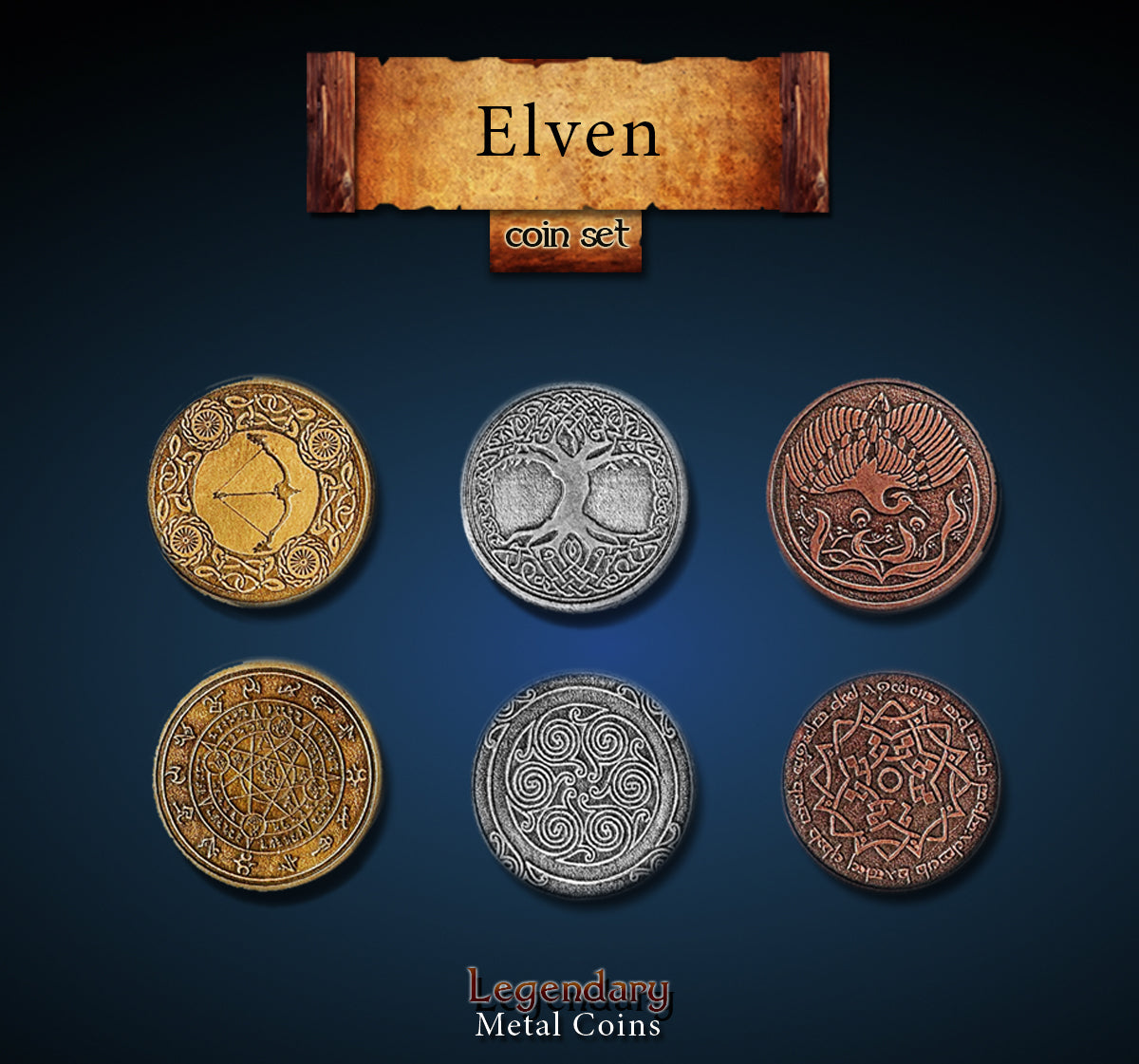 Legendary Metal Coins - Elven (3 options) Supplies Drawlab Entertainment