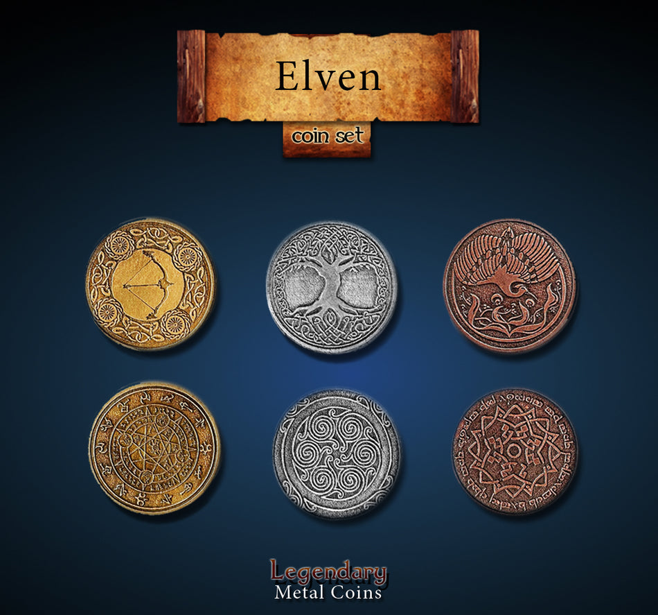 Legendary Metal Coins - Elven (3 options) Supplies Drawlab Entertainment