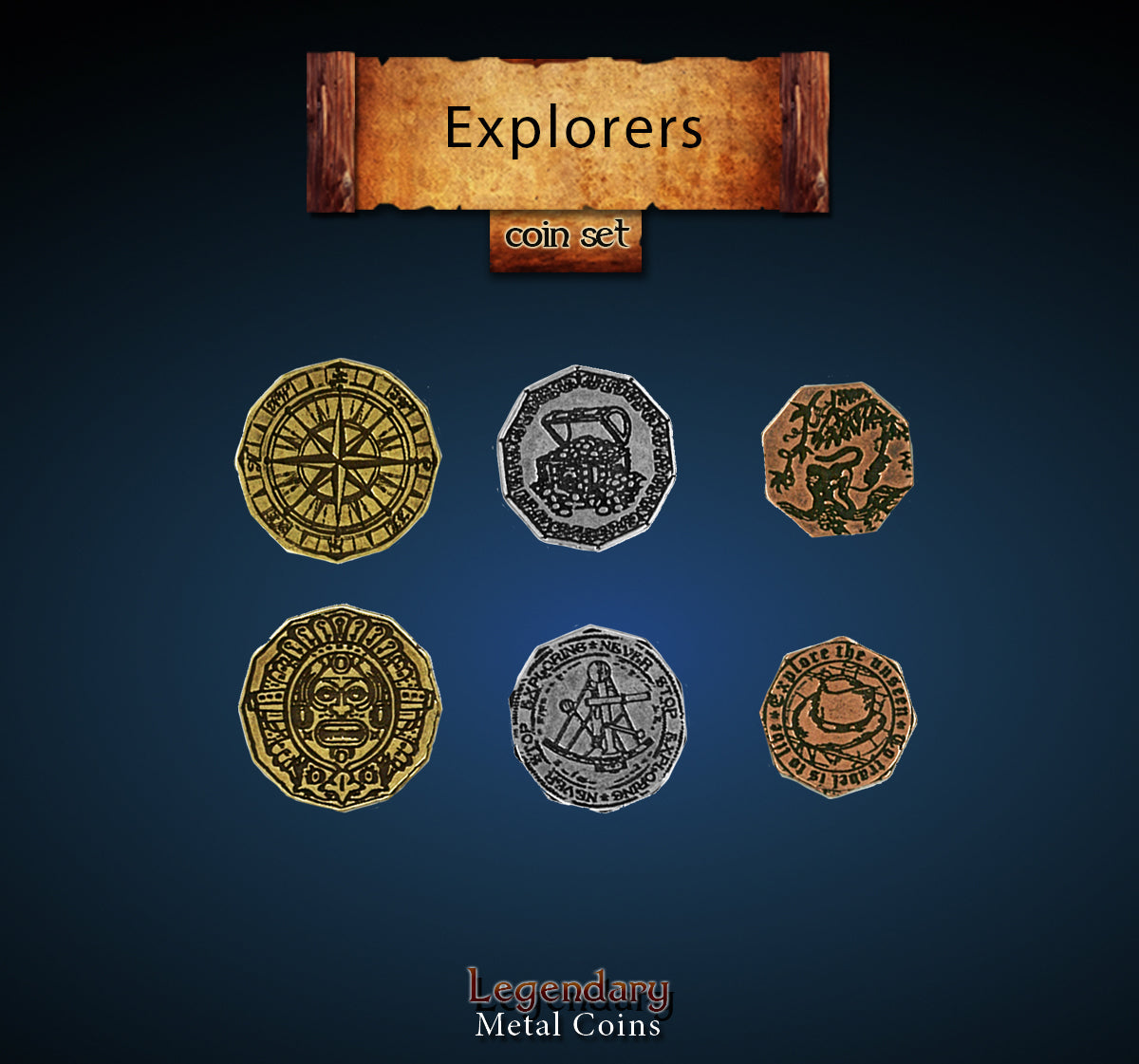 Legendary Metal Coins - Explorers (3 options) Supplies Drawlab Entertainment