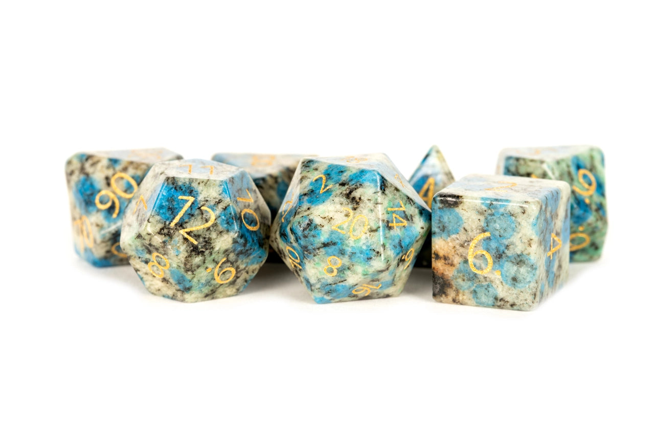 PREMIUM Engraved Gemstone Dice K2 Stone Dice FanRoll by Metallic Dice Games