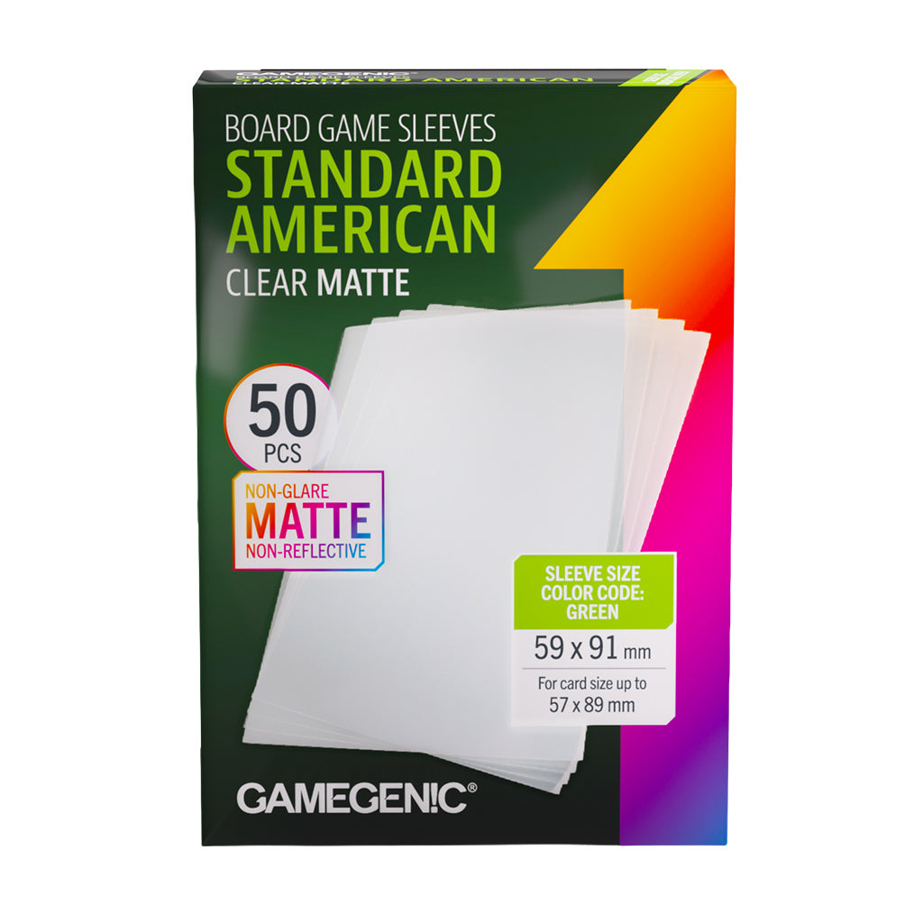 Gamegenic Board Game Sleeves Standard American Clear Matte Supplies Gamegenic DP Matte Standard American