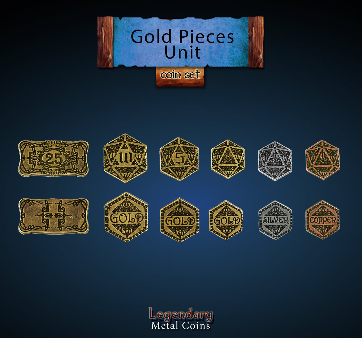 Legendary Metal Coins - Gold Piece Units (6 options) Supplies Drawlab Entertainment