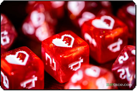 1UP Dice Polyhedral Set: Healing Heart Dice Infinite Black