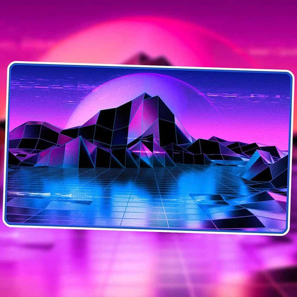 1UP Premium Playmat - Retrowave Island Supplies Infinite Black