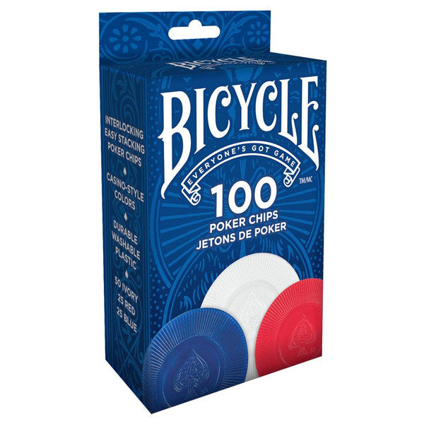 Bicycle 2 Gram Plastic Poker Chips (100) Supplies U.S. Playing Card Co.