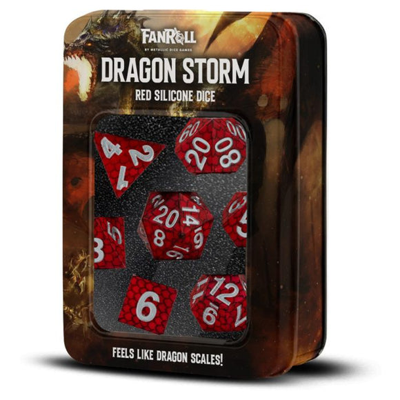 Dragon Storm Silicone Dragon Scale Dice Set (3 options) Dice FanRoll by Metallic Dice Games 7ct Red Dragon Silicone  