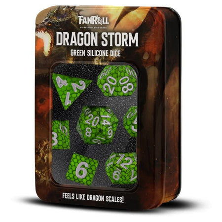 Dragon Storm Silicone Dragon Scale Dice Set (3 options) Dice FanRoll by Metallic Dice Games 7ct Green Dragon Silicone  