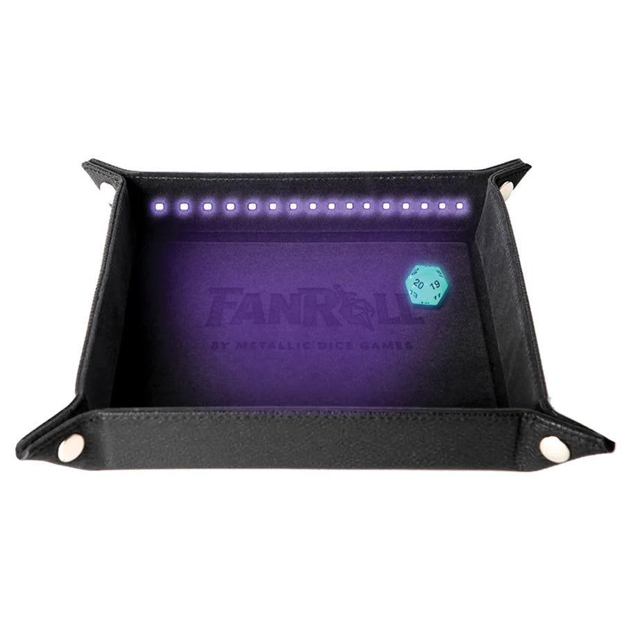 Fanroll Folding Dice Tray with Blacklight & d20 Dice FanRoll by Metallic Dice Games   